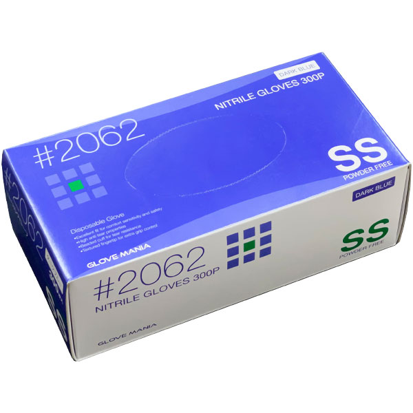 2062 ニトリル手袋 粉無/SS/S/M/L/ダークブルー1箱(300枚入)｜川西工業(株) -  包装資材、監視カメラ、LED照明を食品工場、飲食店、医療・介護へ｜(株)折松
